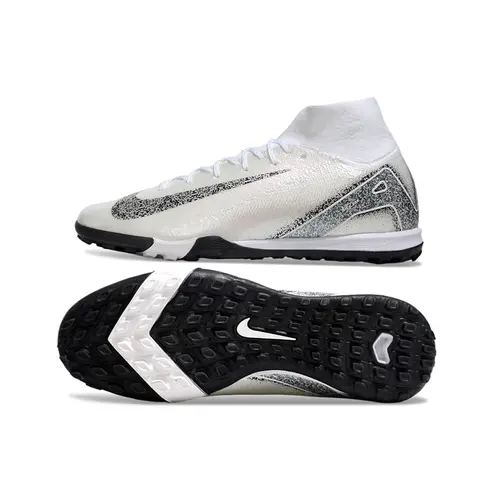 Chuteira Society Nike Air Zoom Mercurial Superfly 10 Elite TF Branca e Preta