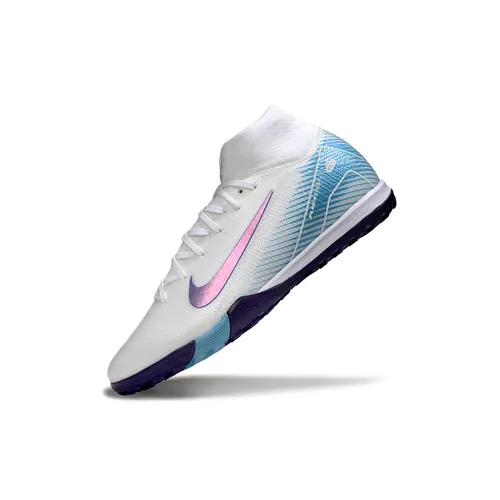 Chuteira Society Nike Air Zoom Mercurial Superfly 10 Elite TF Branco e Azul