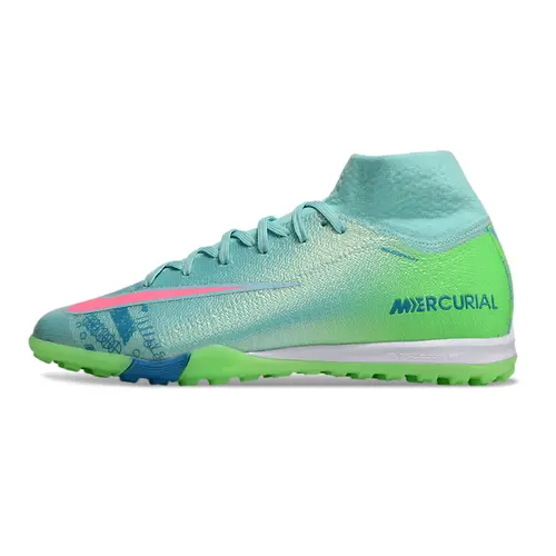 Chuteira Society Nike Air Zoom Mercurial Superfly 10 Elite TF Verde e Rosa 