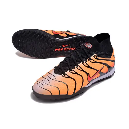 Chuteira Society Nike Air Zoom Mercurial Superfly 9 Elite TF Laranja e Preta 