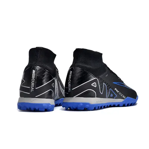 Chuteira Society Nike Air Zoom Mercurial Superfly 9 Elite TF Preta e Azul 
