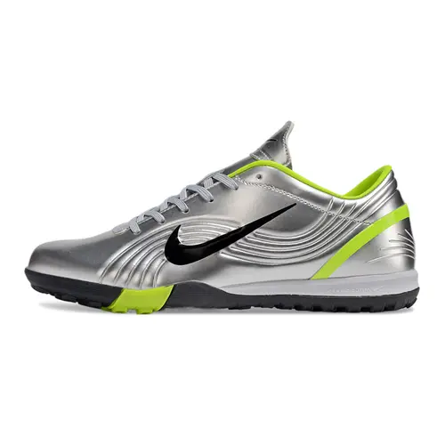 Chuteira Society Nike Air Zoom Mercurial Vapor 1 Elite TF Prata e Verde 