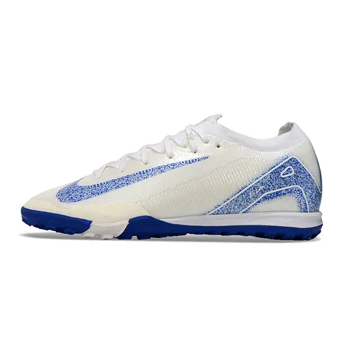 Chuteira Society Nike Air Zoom Mercurial Vapor 16 Elite TF Branca e Azul 
