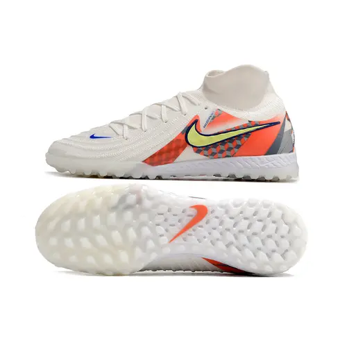 Chuteira Society Nike Phantom Luna 2 Elite TF Branca, Cinza e Vermelho 
