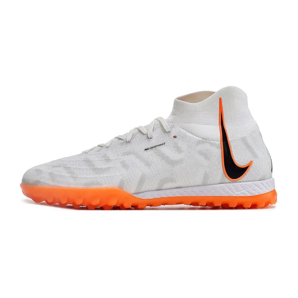 Chuteira Society Nike Phantom Luna Elite TF Branca e Laranja