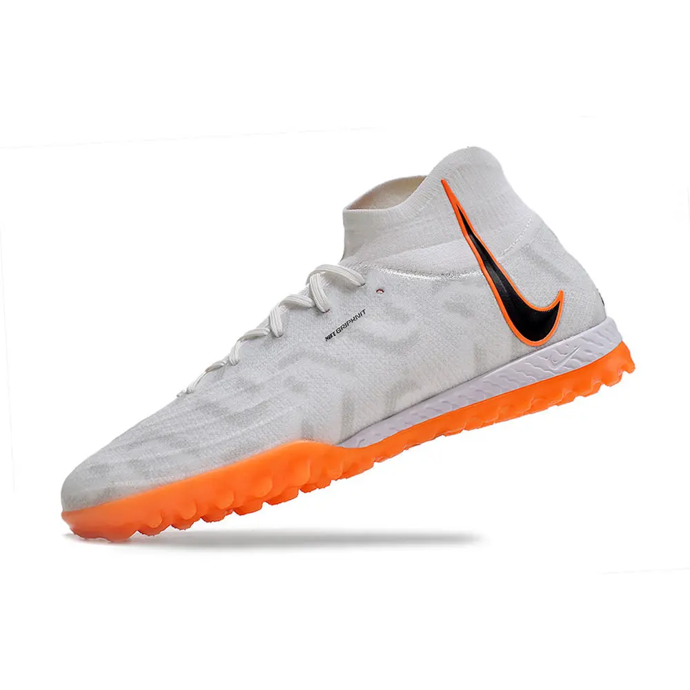 Chuteira Society Nike Phantom Luna Elite TF Branca e Laranja