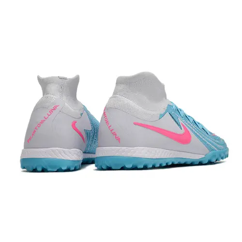 Chuteira Society Nike Phantom Luna Elite TF Cinza, Azul e Rosa