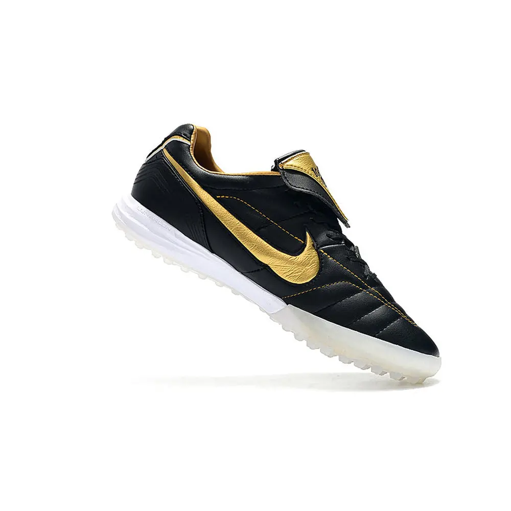 Chuteira Nike Retrô Tiempo Legend 7 Elite TF Preto e Dourado R10