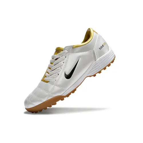 Chuteira Society Nike Total 90 TF Branca e Dourada