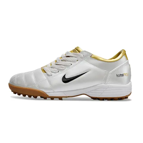 Chuteira Society Nike Total 90 TF Branca e Dourada