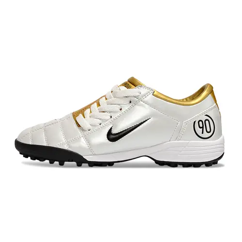 Chuteira Society Nike Total 90 TF Branco e Dourado
