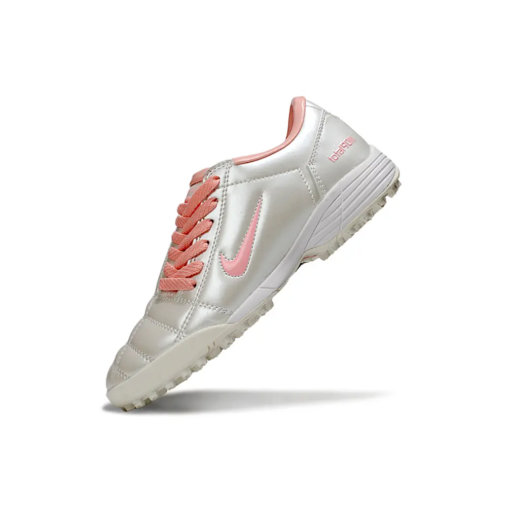 Chuteira Society Nike Total 90 TF Branco e Rosa | Leveza