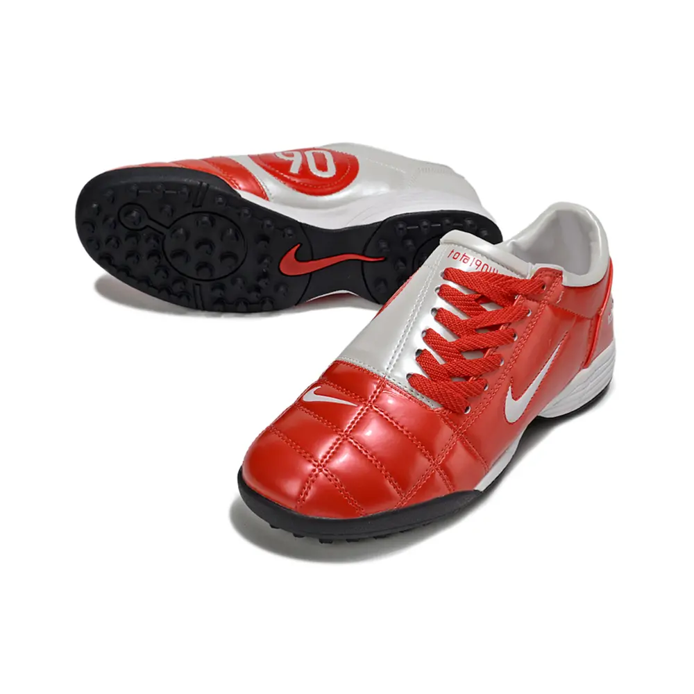 Chuteira Society Nike Total 90 TF Vermelha e Branco | Controle