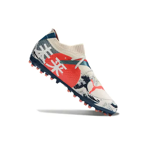 Chuteira Society Puma Future 7 MG Branca e Azul 