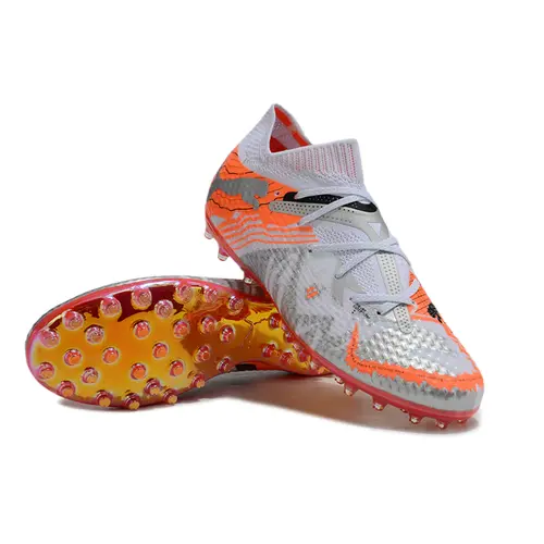 Chuteira Society Puma Future 7 MG Cinza e Laranja