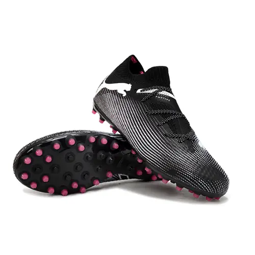 Chuteira Society Puma Future 7 MG Preta e Rosa