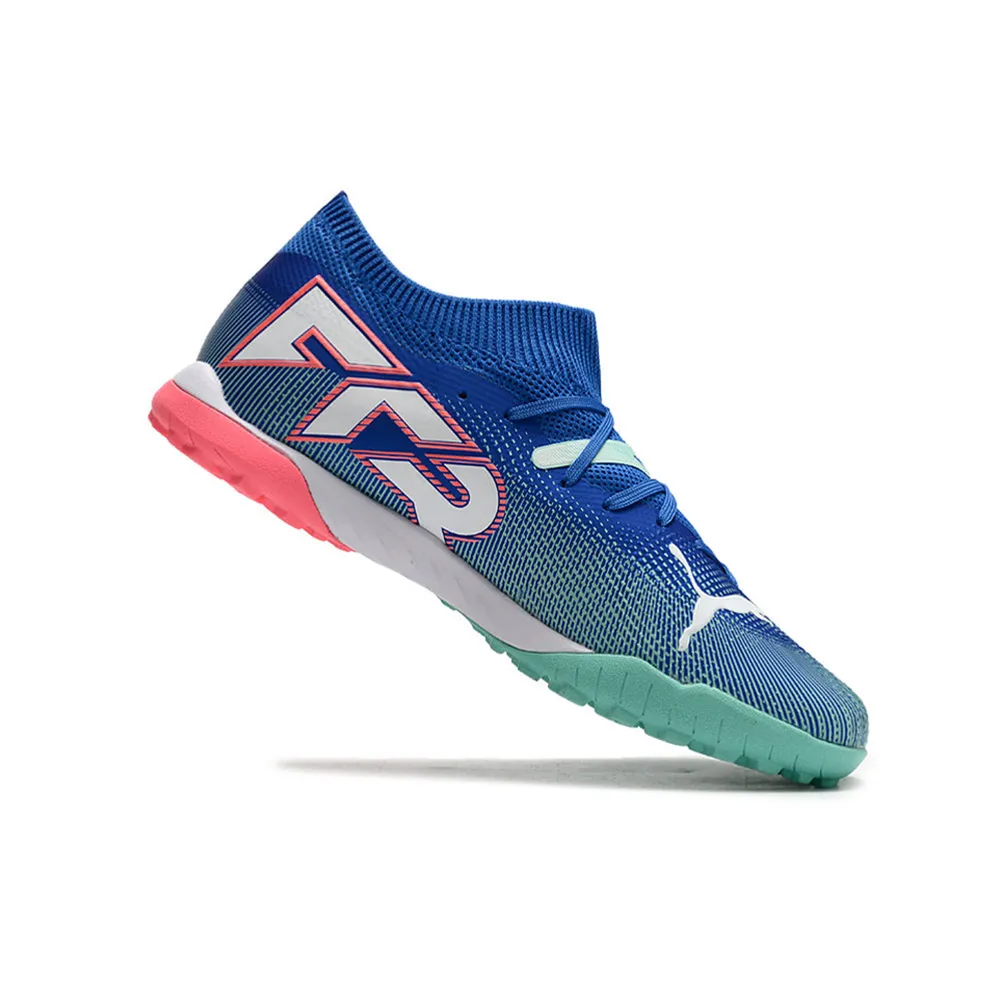 Chuteira Society Puma Future 7 TF - Azul e Rosa Vibrante