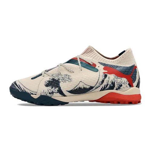Chuteira Society Puma Future 7 TF Bege, Preta e Vermelha