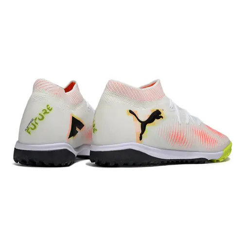 Chuteira Society Puma Future 8 TF Branco, Laranja e Amarelo