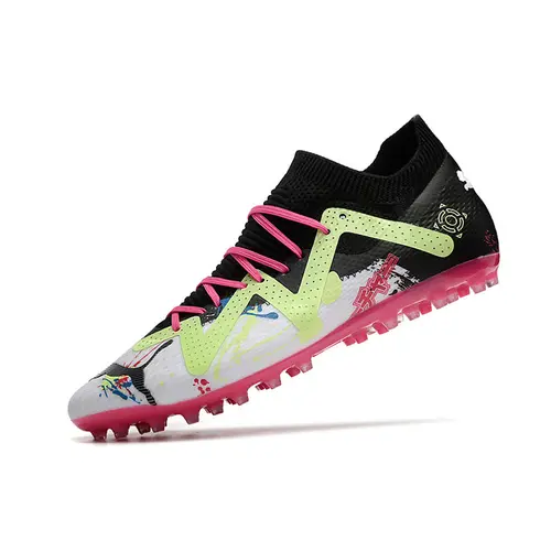 Chuteira Society Puma Future Ultimate MG Preta e Rosa 