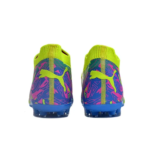 Chuteira Society Puma Future Ultimate MG Verde, Rosa e Azul 