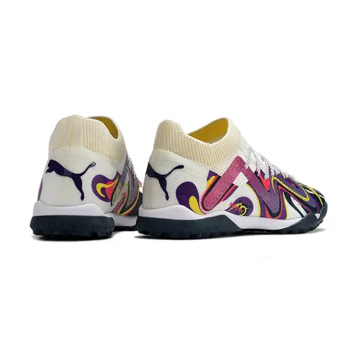 Chuteira Society Puma Future Ultimate TF Branca e Roxa 