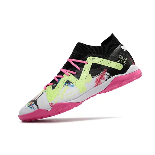 Chuteira Society Puma Future Ultimate TF Preta, Branca e Rosa 