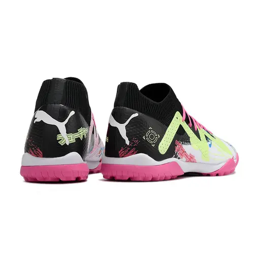 Chuteira Society Puma Future Ultimate TF Preta, Branca e Rosa 