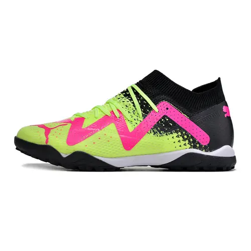 Chuteira Society Puma Future Ultimate TF Preta, Verde e Rosa 