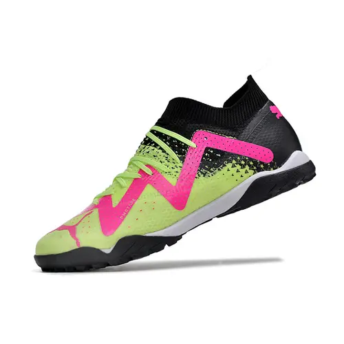Chuteira Society Puma Future Ultimate TF Preta, Verde e Rosa 
