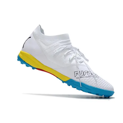 Chuteira Society Puma Future Z 1.3 TF Branca e Colorida