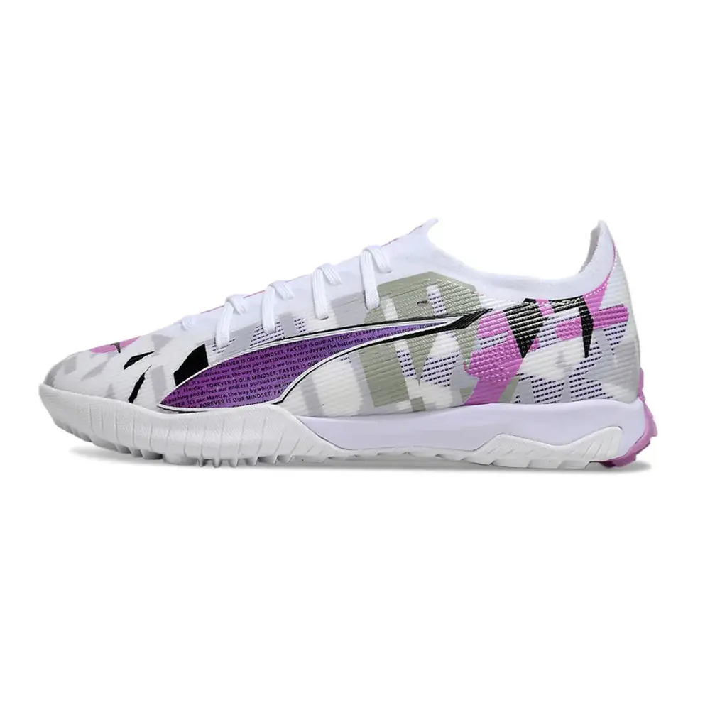 Chuteira Society Puma Ultra 5 Ultimate TF Branca e Rosa