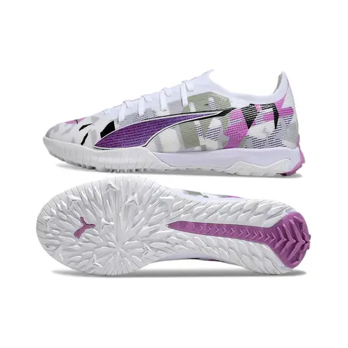 Chuteira Society Puma Ultra 5 Ultimate TF Branca e Rosa