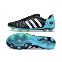 Chuteira Campo Adidas AdiPure 11 Pro FG Preta e Azul - Couro - imagem 3