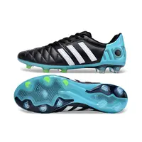 Chuteira Campo Adidas AdiPure 11 Pro FG Preta e Azul - Couro - imagem 3