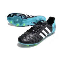 Chuteira Campo Adidas AdiPure 11 Pro FG Preta e Azul - Couro - imagem 2