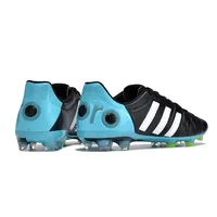 Chuteira Campo Adidas AdiPure 11 Pro FG Preta e Azul - Couro - imagem 4