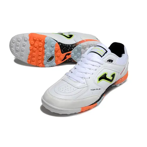Chuteira Society Joma Top Flex TF Branco, Laranja e Verde