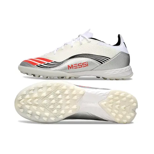 Chuteira Society Adidas F50 TF Branco, Preto e Vermelho