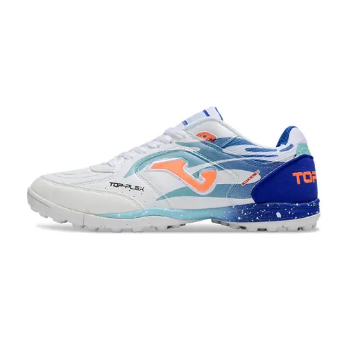 Chuteira Society Joma Top Flex TF Branco e Azul
