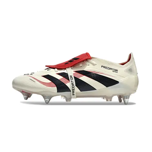 Chuteira Campo Adidas Predator Elite FT 30 Ponta de Aluminio Bege, Vermelha e Preta