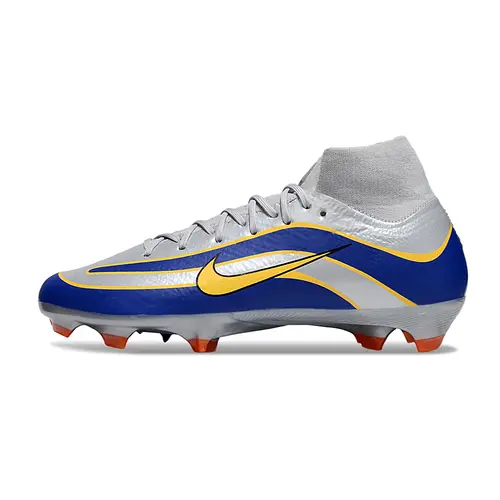 Chuteira Campo Nike Air Zoom Mercurial Surperfly 10 Elite FG Prata, Azul e Amarelo