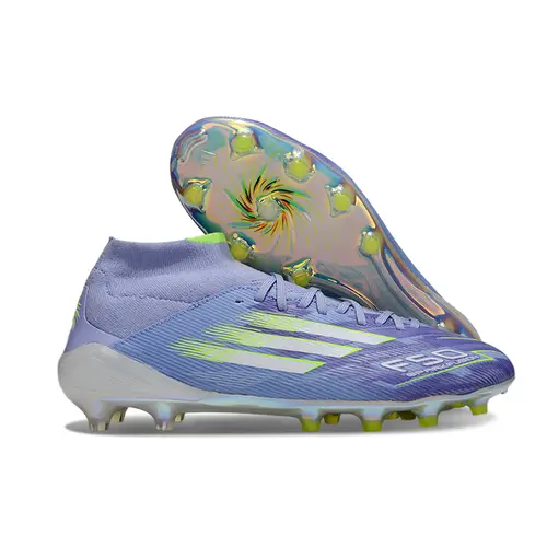 Chuteira Campo Adidas F50 Cano Médio FG Roxa e Azul