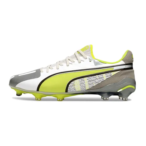 Chuteira Campo Puma King Ultimate FG ''Forever'' Prata e Amarelo