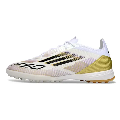 Chuteira Society Adidas F50 TF ''Road To Glory'' Branco e Dourado