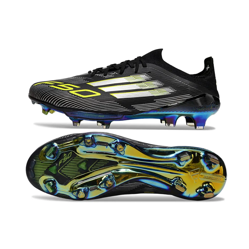 Chuteira Campo Adidas F50+ FG | Velocidade - Preto e Amarelo