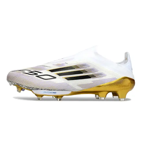 Chuteira Campo Adidas F50+ LL FG Branco e Dourado - Road to Glory