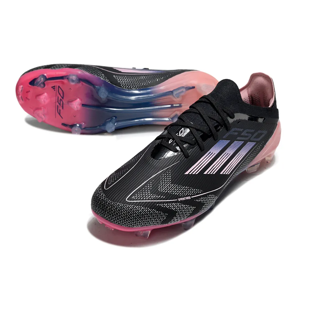 Chuteira Campo Adidas F50 FG Preto e Rosa | Velocidade Ousada