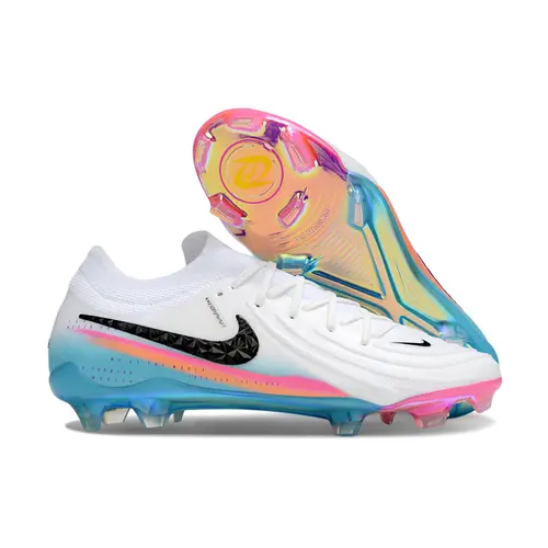 Chuteira Campo Nike Phantom GX 2 Elite FG Branco, Azul e Rosa