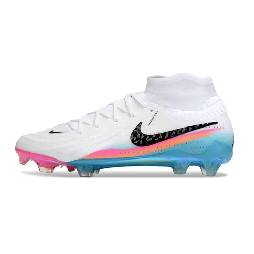 Chuteira Campo Nike Phantom Luna 2 Elite FG Branco, Rosa e Azul